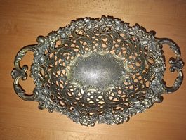 Dekorative Schale Messing oval mit Henkeln Italien antik
