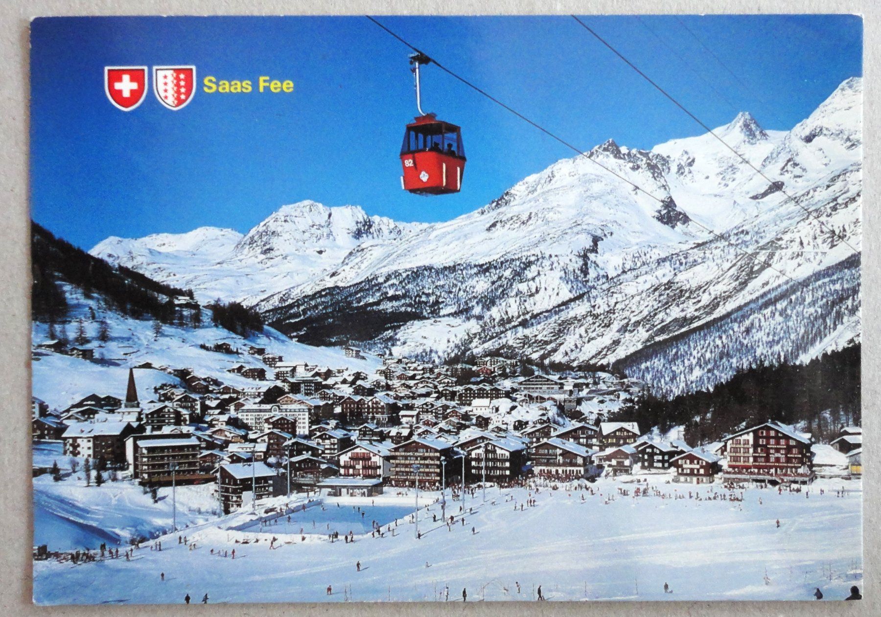 Cartoline postali: Saas-Fee 1800 m, Gondelbahn Spielboden – Usato da Fétigny venduto da Billy2miny