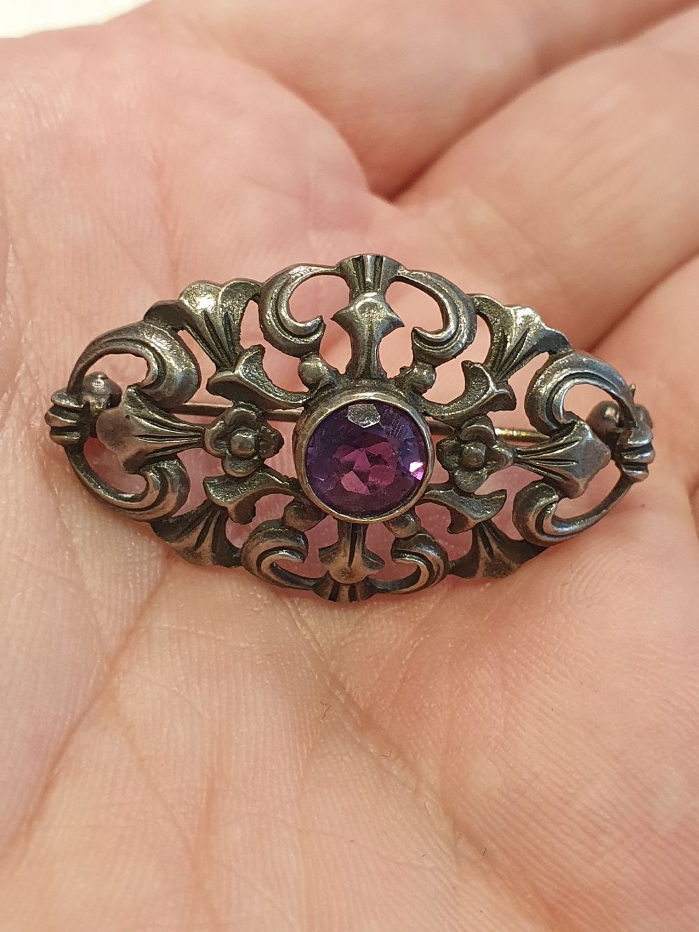 Spille & Fermagli: Jugendstil Designer 800er Silber Amethyst Brosche – Usato da Wohlen AG venduto da palmsprings 3
