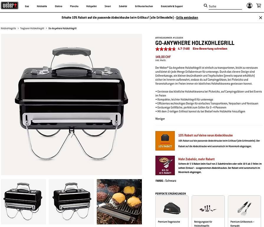 Weber Grils: Weber GO-ANYWHERE GRILL – D'occasion à Glattpark(Opfikon) par N.Naumkin 1