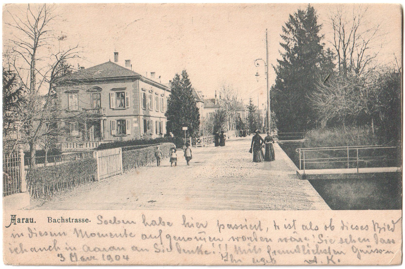 Cartoline postali: AARAU: Bachstrasse animiert 1904 – Usato da Engelburg venduto da Swisscards 1