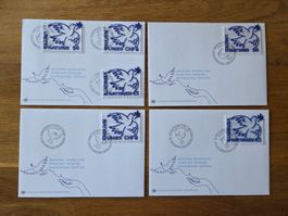 UNO Set FDC Stickereibriefmarke Friedenstaube 2025