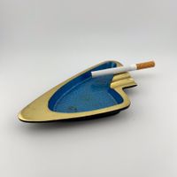 Vintage Aschenbecher Messing emailliert Mid Century Nieren