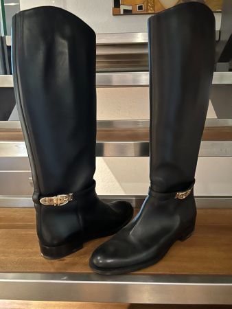Gucci Stiefel Leder schwarz Grösse 37 mit Schnalle neuwertig