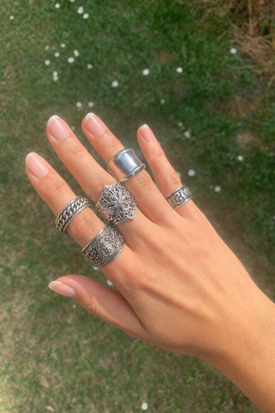 Anelli: 5er-Set Vintage-Statement-Ringe – Usato da Chalais venduto da Decoarts.art
