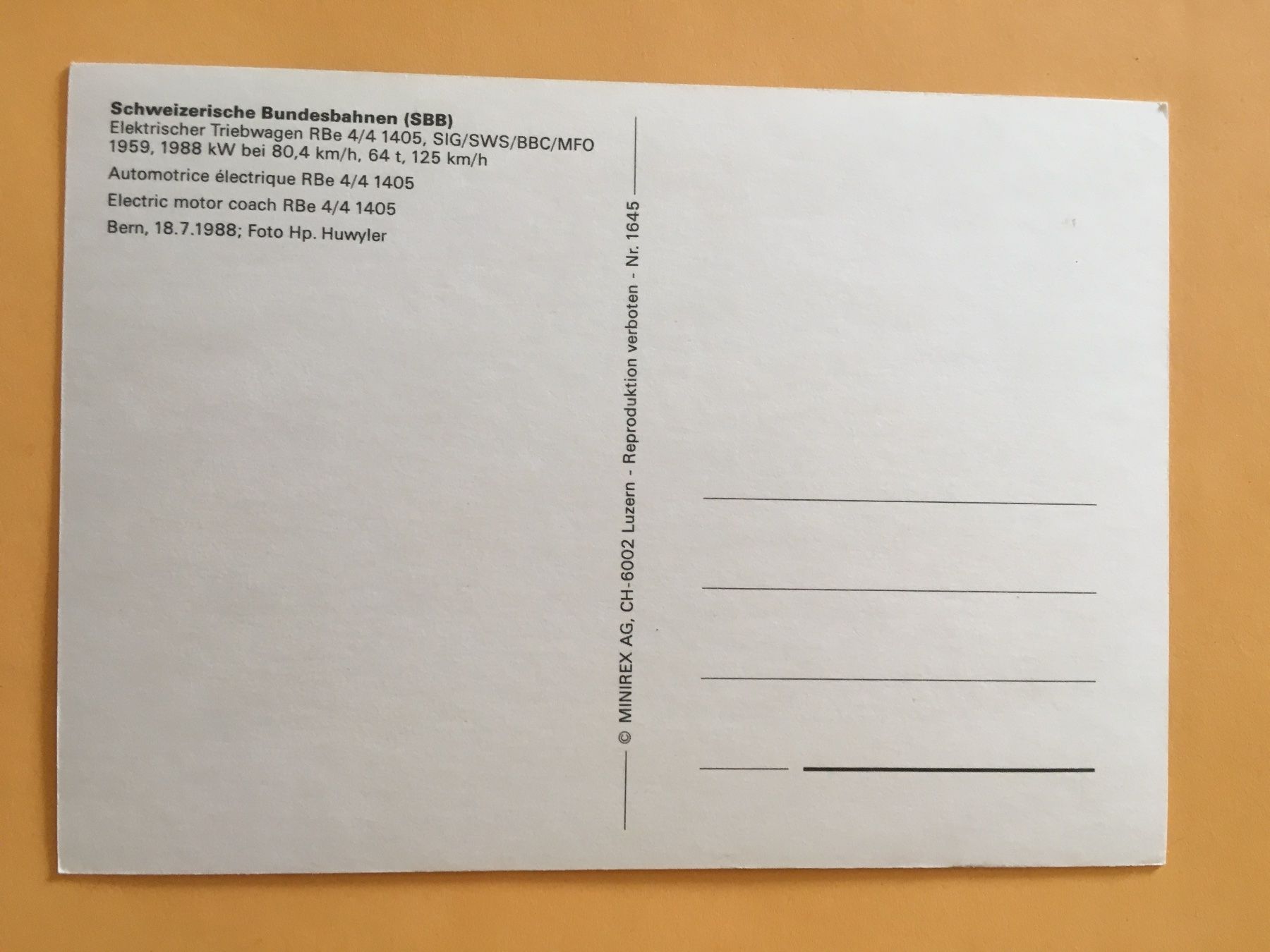 Cartes postales: AK Bahn SBB Elektrischer Triebwagen in Bern – D'occasion à Küttigen par Melisch1000 1