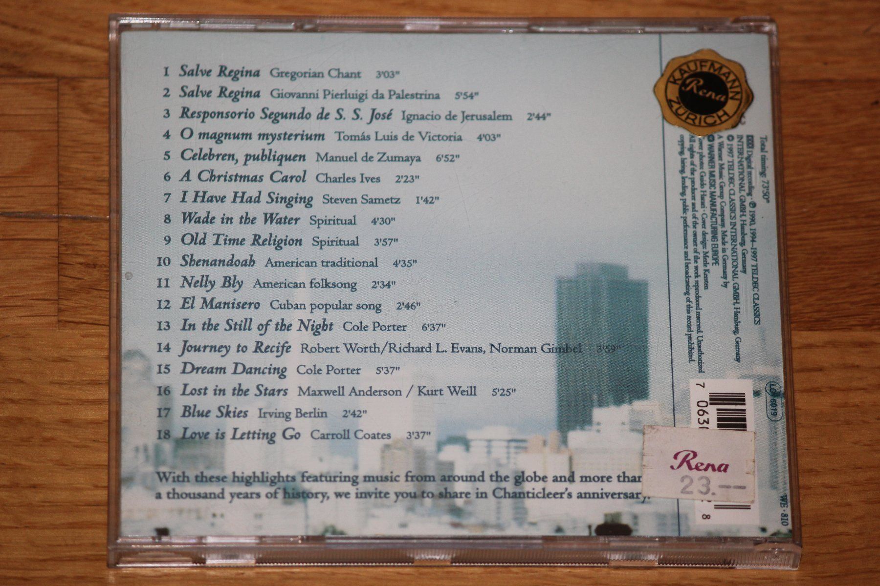 CD: CHANTICLEER - Reflections – Usato da Wichtrach venduto da LuckyLuke69 1