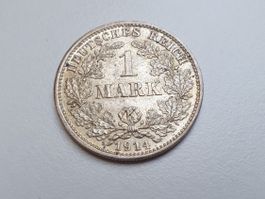 🇩🇪 1 Mark 1914 D - XF+ . Silver