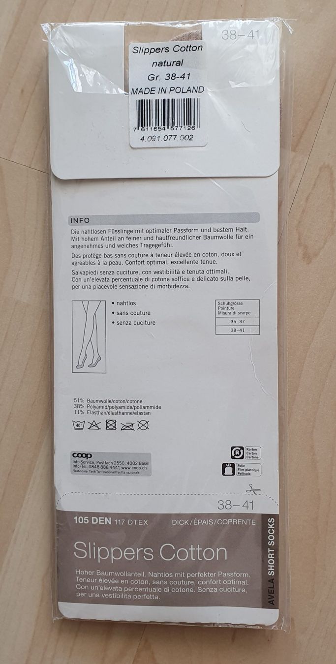 Coop Chaussettes: Füsslinge, Slipper Socks, Gr.38-41, mit Baumwolle, natural – Neuf avec emballage d'origine à Jona par kol_2kl8 1