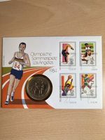 Sammelset Olympia 1984 Isle of Man Münze und Briefmarken