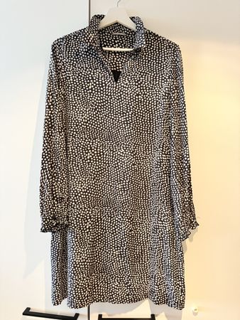 Hemisphere Silk Dress Polka Dot Long Sleeve Size L