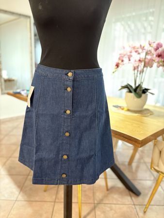 Gonna di jeans Avon blu abbottonata taglia IT 40/42 nuovo