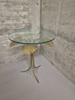 Beistelltisch Glas Messing Blatt Design guter Zustand 55cm