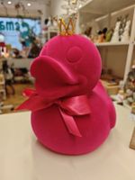 XXL Deko Badeente / Gummiente in Neon Pink geflockt - Ente