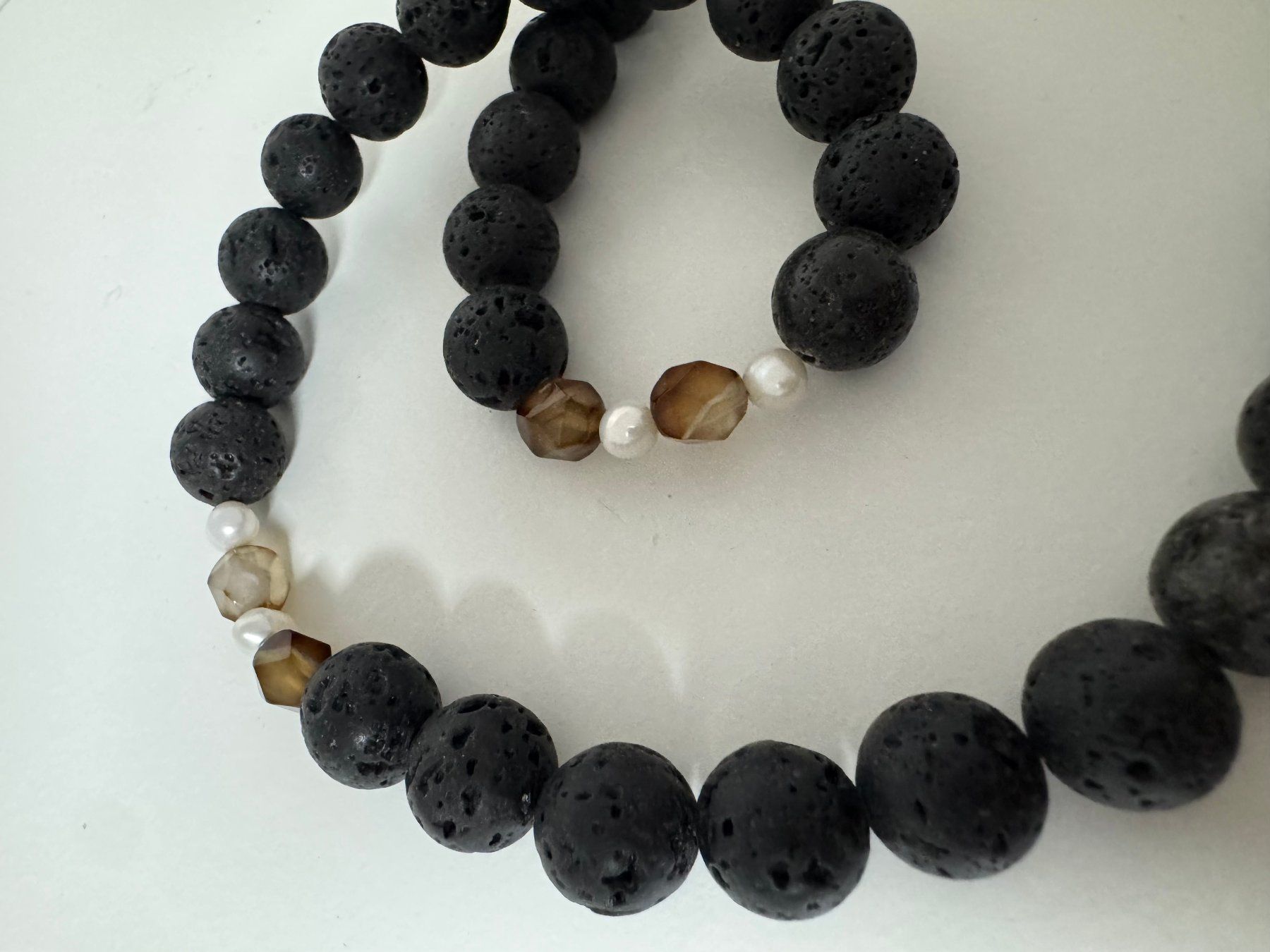 Catenine: Halskette Lava, Achat, Perlen. – Nuovo (secondo la descrizione) da Biberist venduto da tl-schmuck 2