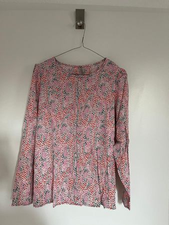 Bluse langarm rosa/rot gemustert, Damen Gr. M