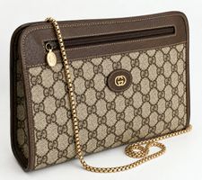 Gucci Vintage Clutch/Crossbody Tasche Leder Braun