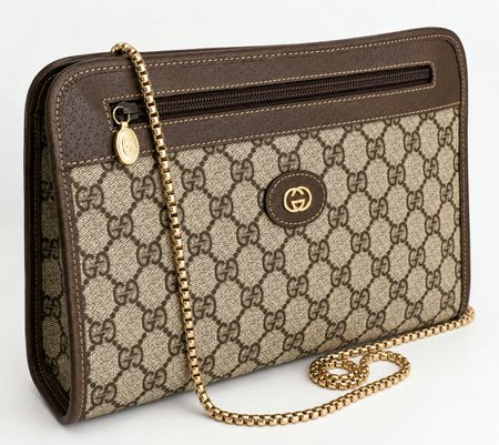 Gucci Vintage Clutch/Crossbody Tasche Leder Braun