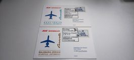 2x Ersttagsbrief Aua Swissair 1971