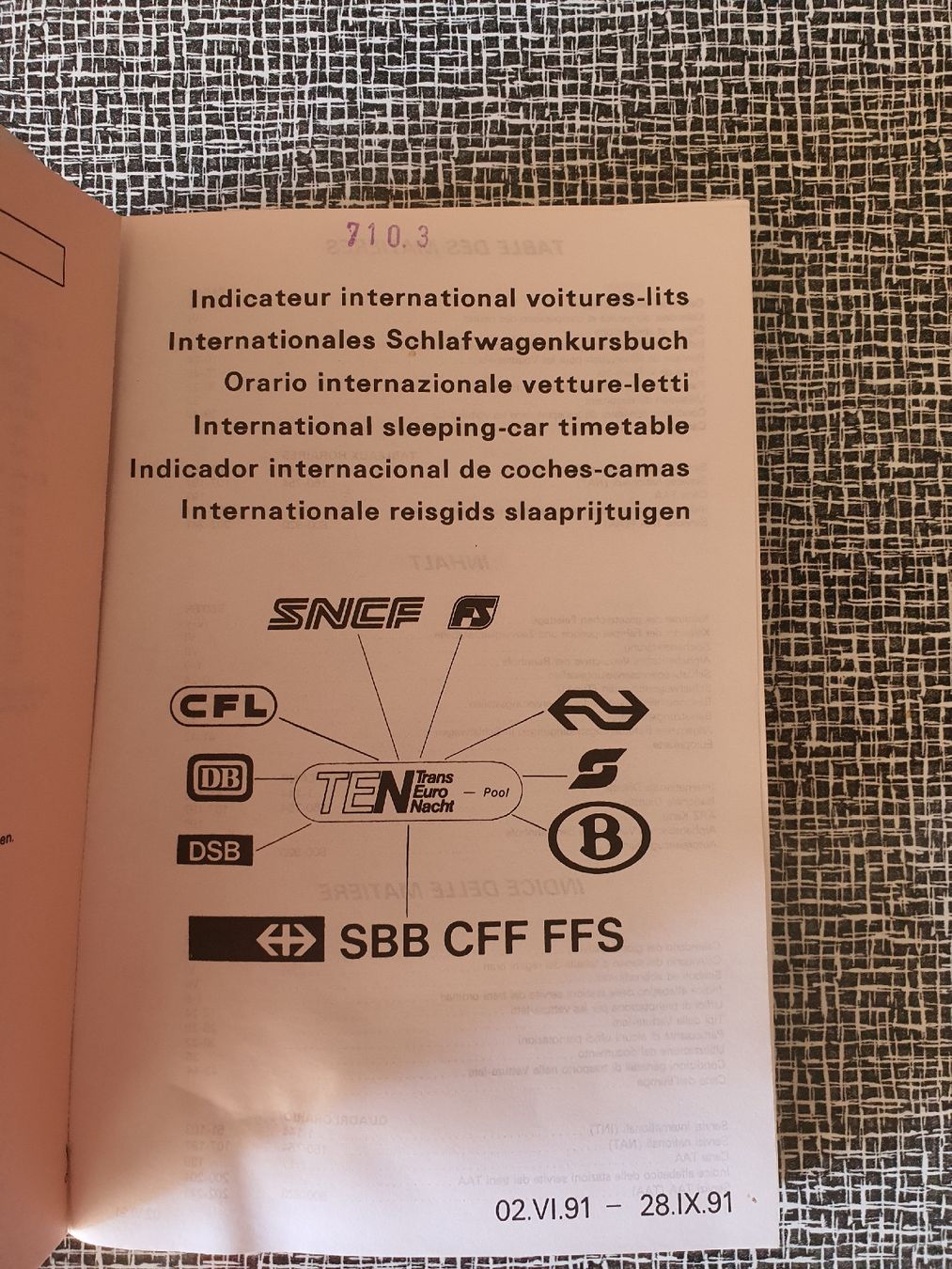 Bücher: Rare ! Indicateur horaires TEN  – Gebraucht aus Lavey-Village von Lofoten93 1