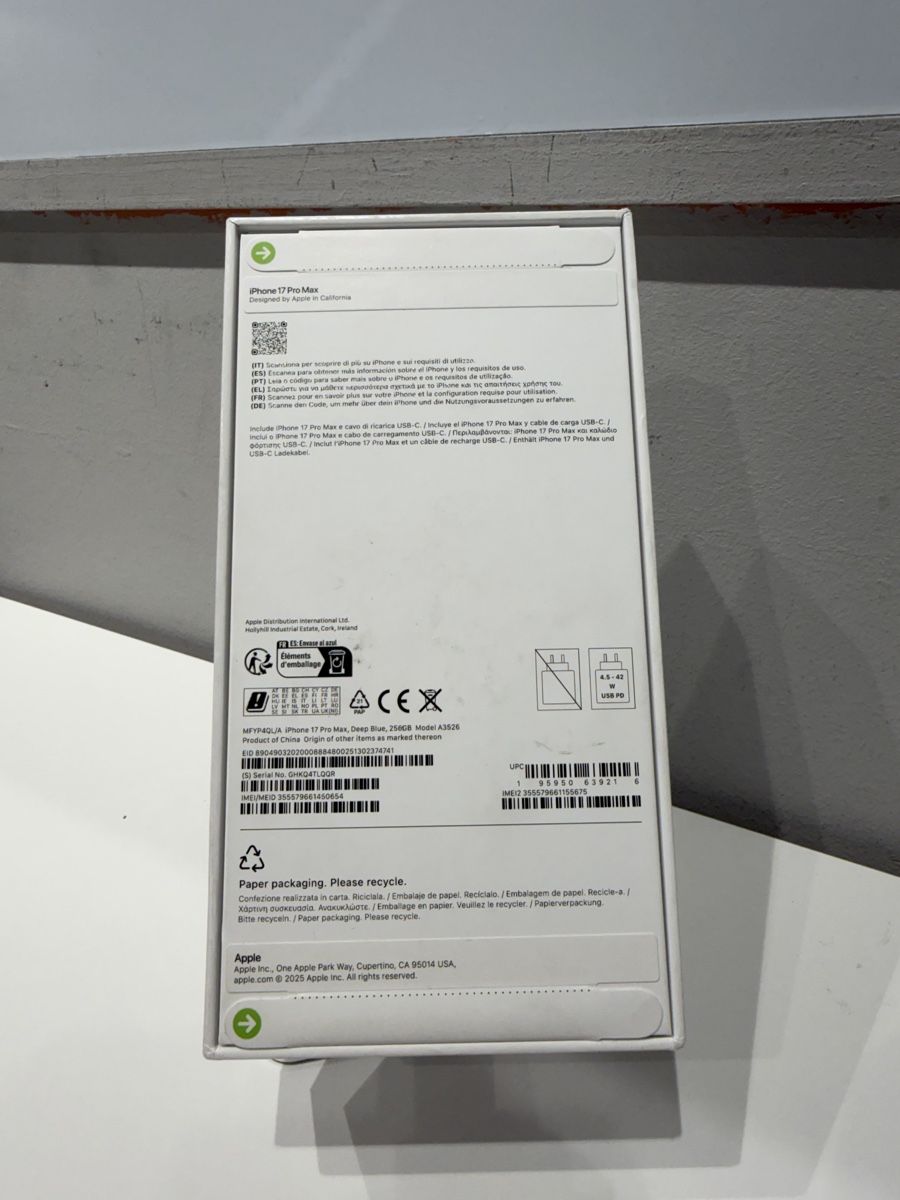 Apple Telefoni cellulari / Smartphones: iPhone 17 Pro Max - 256GB Deep Blue – Nuovo e nell'imballaggio originale da Zürich venduto da NOXEM 1