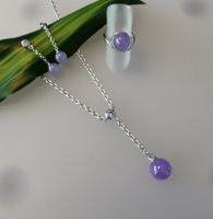 apartes 3-teiliges Silber-Set mit Lavendel-Jade Kugeln
