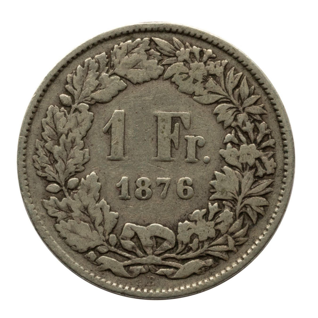 Alle Münzen: Schweiz - 1 Franken - 1876 - Silber – Gebraucht aus Rotkreuz von Swiss-Coins