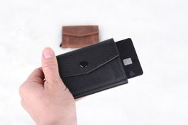 SLIM Geldbörse mit Kartenmechanismus, Leder Portemonnaie