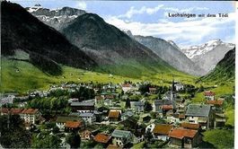 Luchsingen GL mit Tödi ca.1920 Dorfansicht sehr gut erhalten