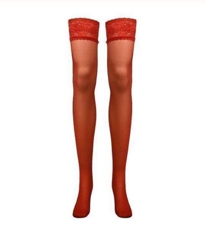 NEUE halterlose Stay ups uni rot für Gr. XS & S - 223479