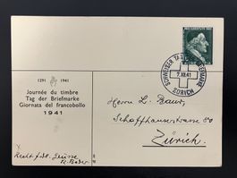 Postkarte Tag der Briefmarke 1941 Zürich