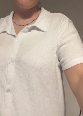 Damen Hemd Frottee weiss kurzarm guter Zustand