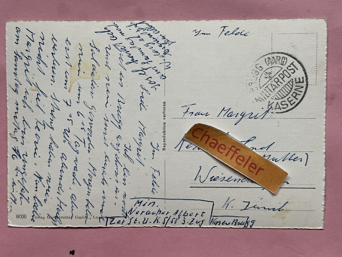 Cartoline postali: Militärpost Kaserne Brugg – Usato da Zürich venduto da Chaeffeler 1