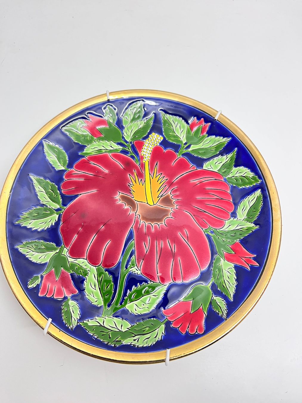 Piatti: Vintage Wandteller Rot Hibiskus Hand Made – Usato da Möhlin venduto da mil_h55x 2