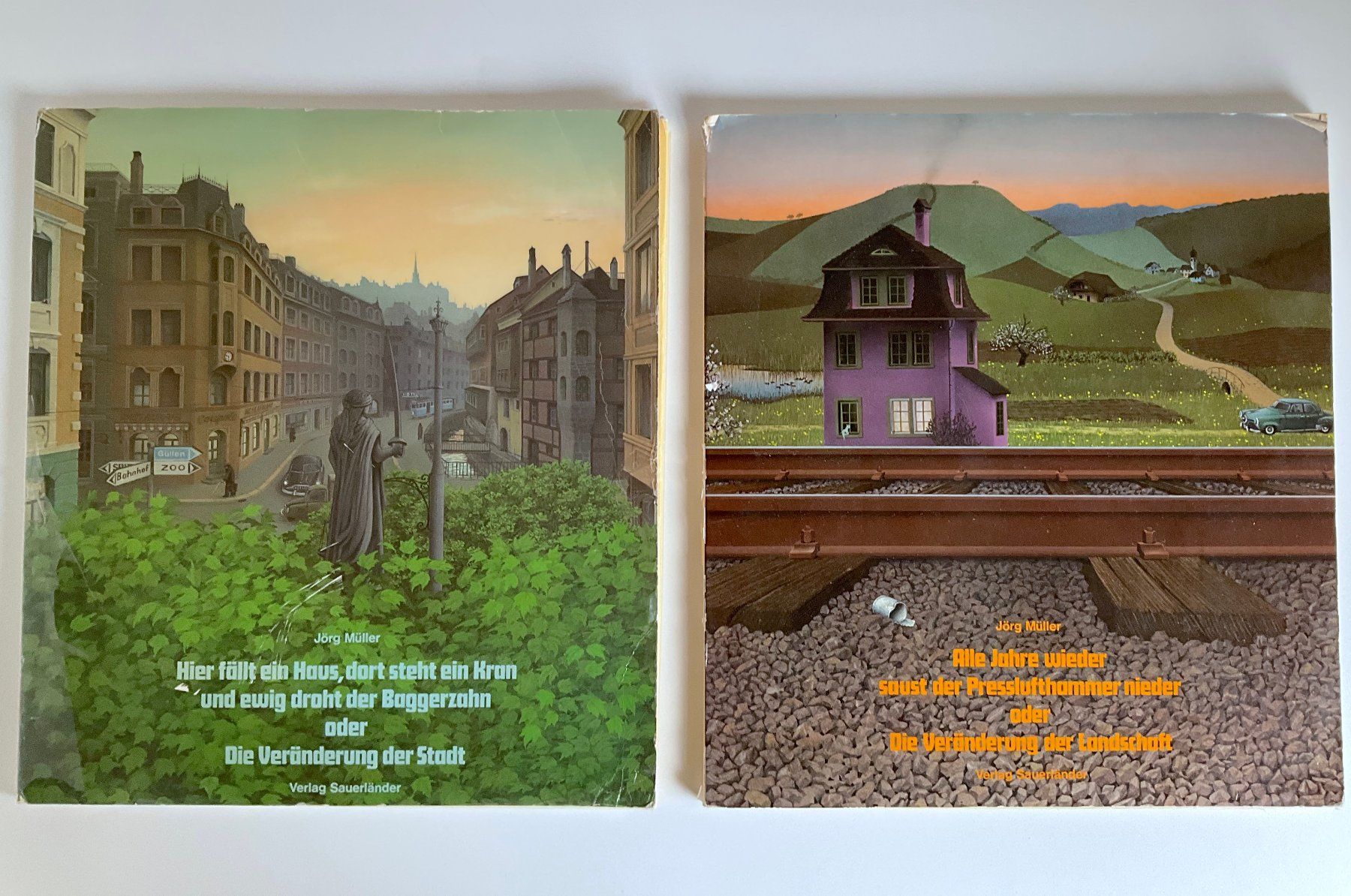 2x Jörg Müller, Veränderung der Landschaft + Stadt (Gebraucht) in