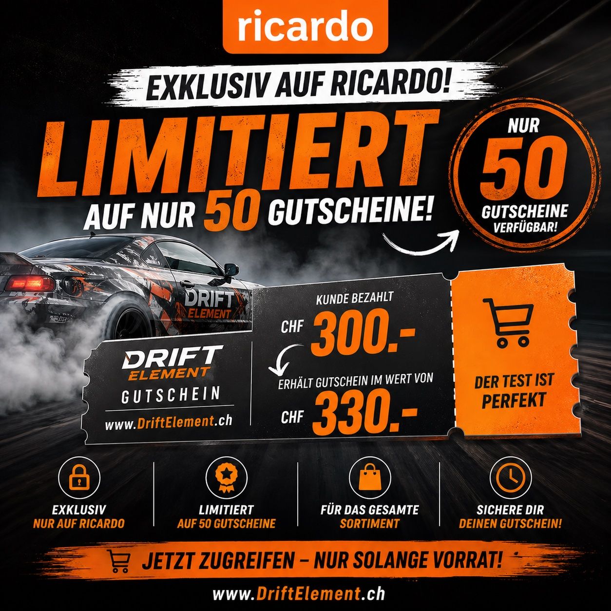 Bons: DriftElement Gutschein CHF 330.- – Neuf avec emballage d'origine à Ermatingen par driftelement