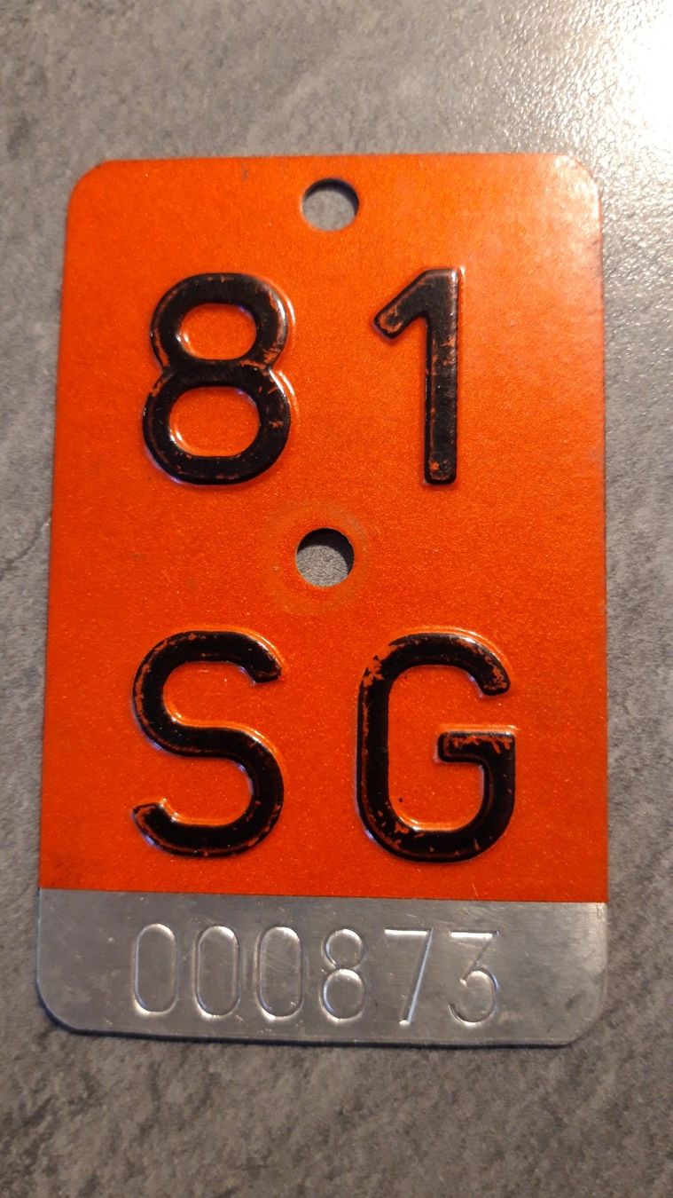 Schilder: Velonummer / Fahrradnummer SG81 – Gebraucht aus Wattenwil von paku48