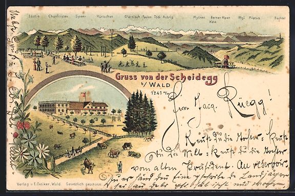 Ansichtskarten: Litho Scheidegg, Blick zum Ort, Gebirgsp – Gebraucht aus Berlin von bartko-reher