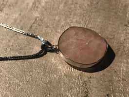 Wunderschöner Silber Kette mit Rosenquarz - Edelstein 🌹