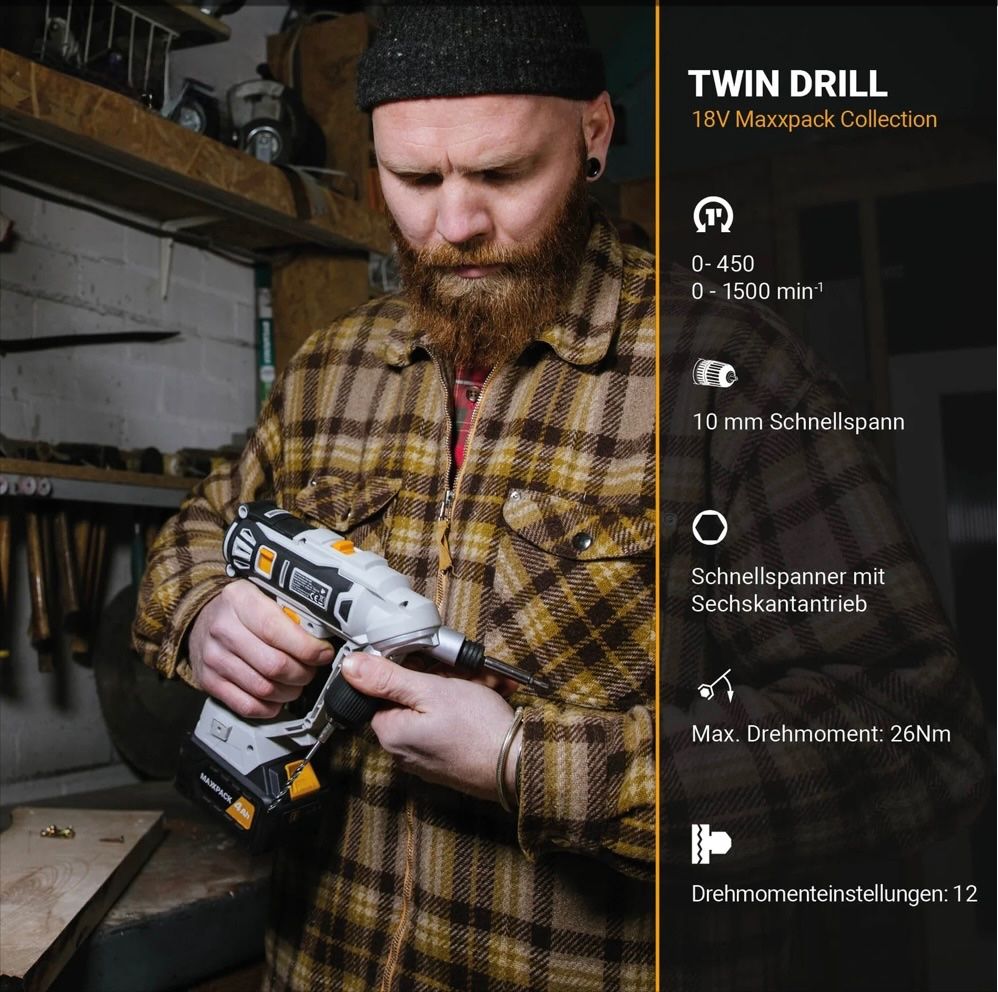 Trapani: 18Volt  Twin Drill Akku-Bohrschrauber – Nuovo e nell'imballaggio originale da Solothurn venduto da Bulldog 4