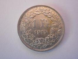 1 Fr. 1945 silber  -unz  ungereinigt