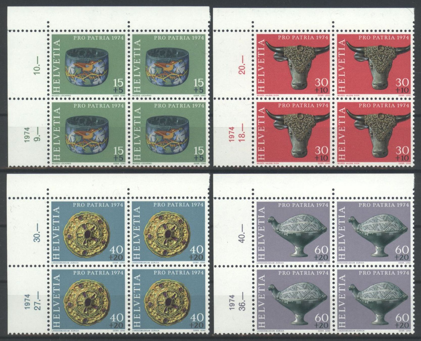 Tutti i francobolli: 1974, Pro Patria, Viererblöcke ** – Usato da Willisau venduto da Vollstempel