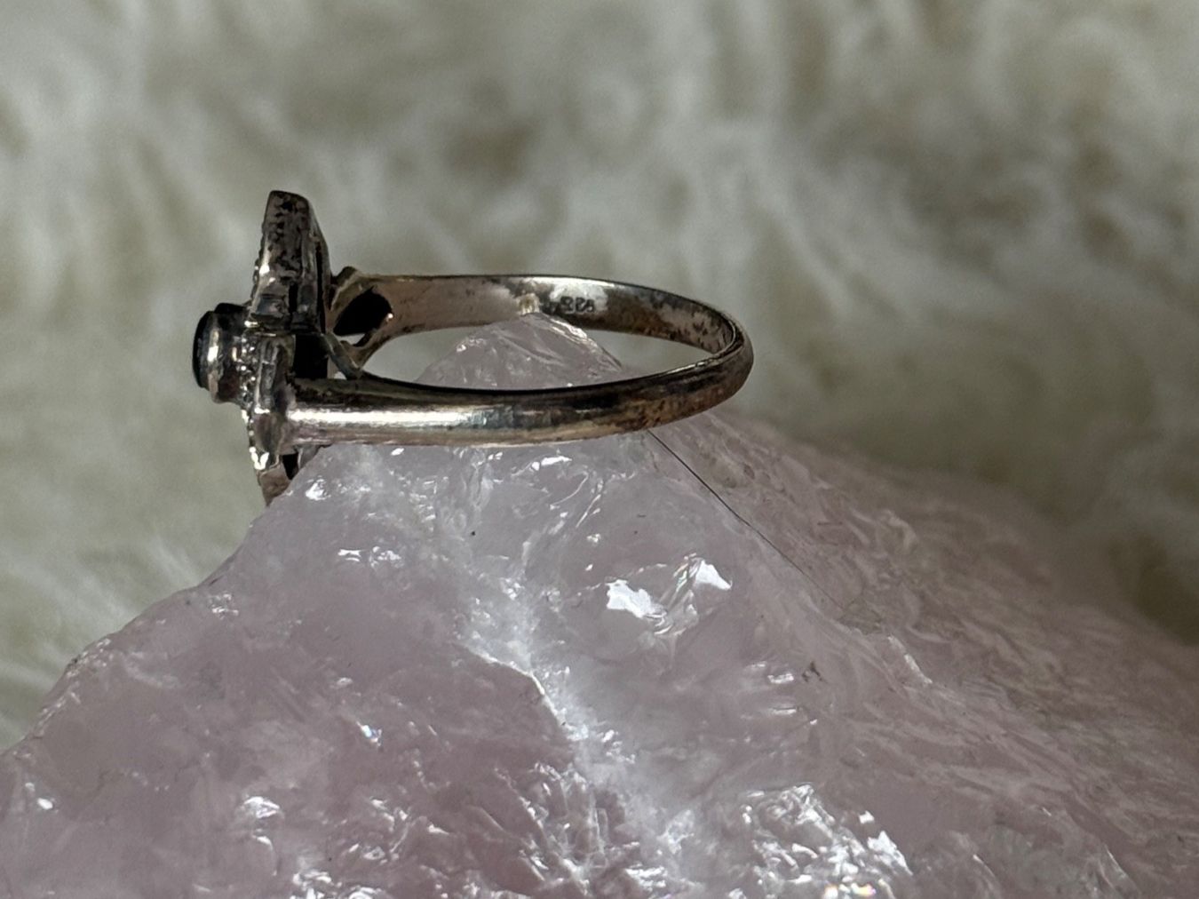 Anelli: Vintage Silberring 925 mit schwarzem Stein – Usato da Istighofen venduto da Ringparadies 1