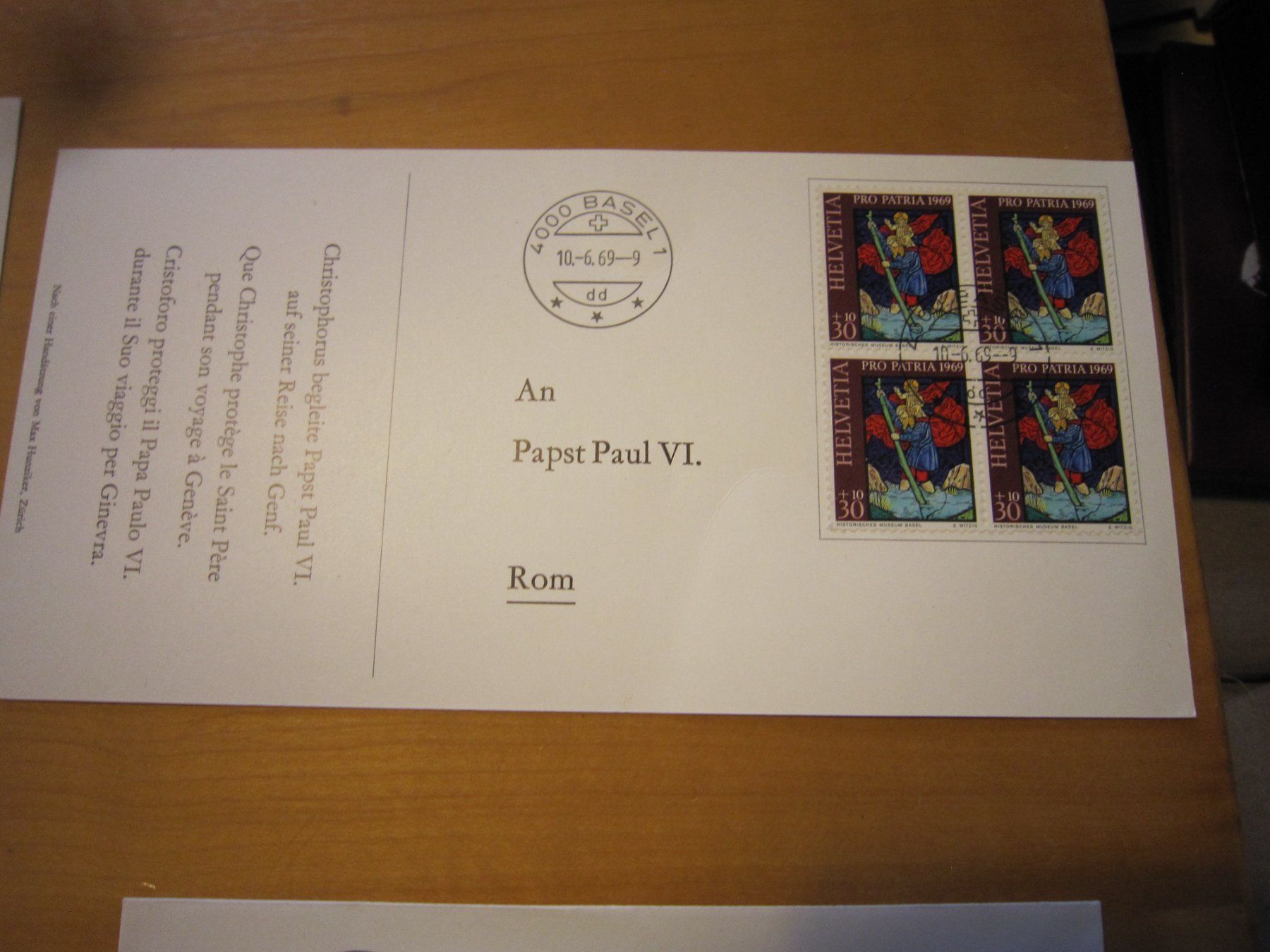 Alle Briefmarken: 1969 Visita del PAPA – Gebraucht aus Gordola von Polentaefung 3