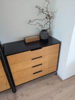 Moderne Kommode 3 Schübe, Eiche Furniert/ Schwarz