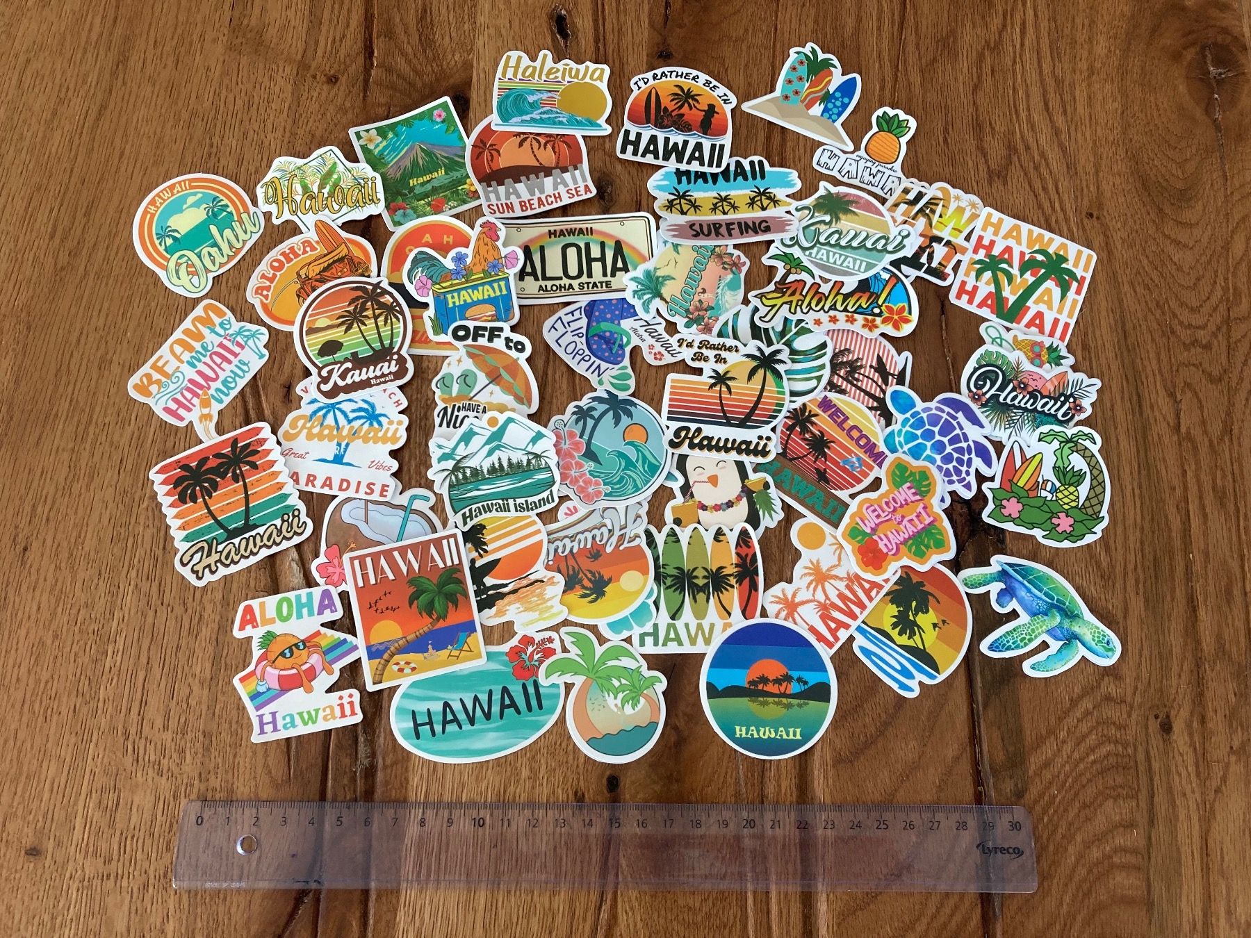 Cartoline postali: 50 schöne Hawaii Stickers -5 - 9 CM -  neu!!! – Nuovo e nell'imballaggio originale da Bremgarten AG venduto da Eurotiz 1