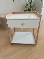 Nachttisch Weiss / Bambus