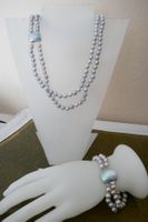 Vintage - Perlen Set: Collier und Armband - Silber