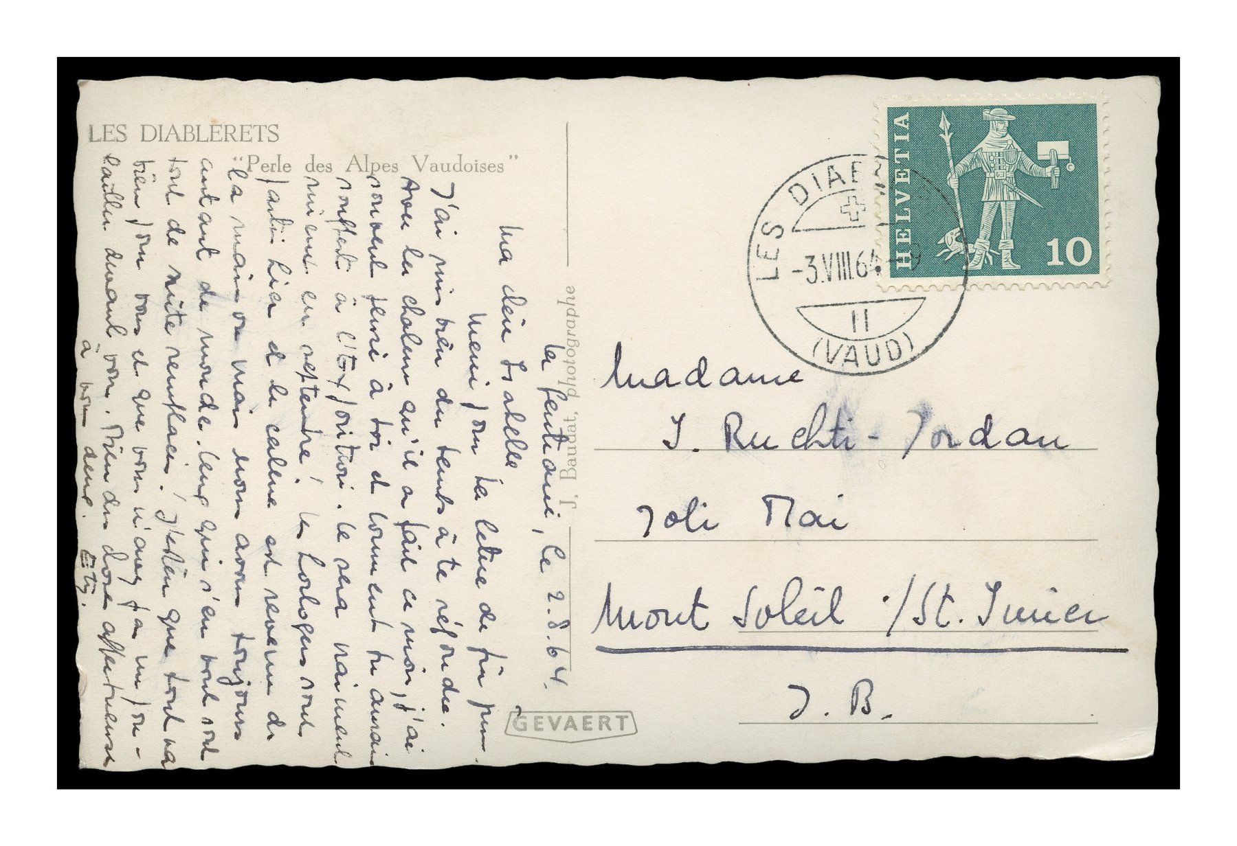 Cartes postales: LES DIABLERET - 1964 "Vue Générale" – D'occasion à Onex par Lagorel01 1