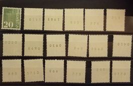 3567) 484RM, Lot, 18 Rollenmarken mit Nr. postfrisch